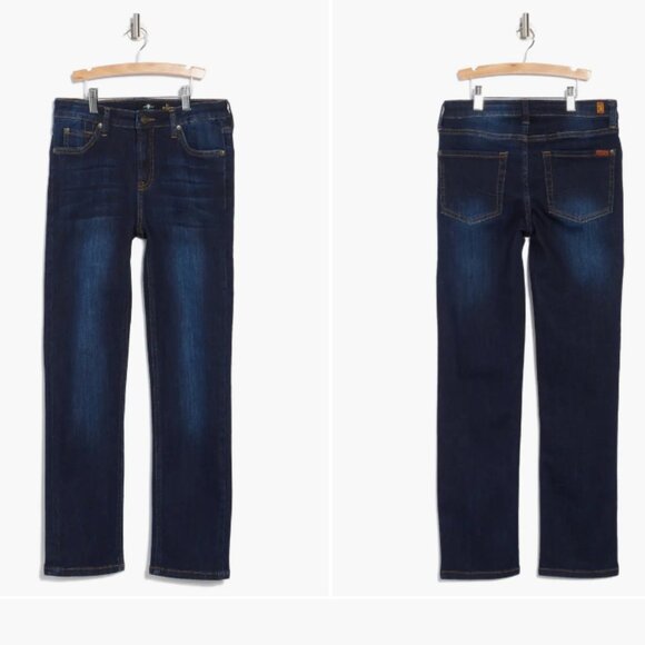 7 For All Mankind Slimmy Slim Fit Straight Leg Dark Wash Stretch Denim Jean Pant - Picture 1 of 4